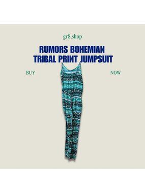 RUMORS Bohemian Tribal Print Spaghetti Strap Jumpsuit With Pockets - Green & Bla